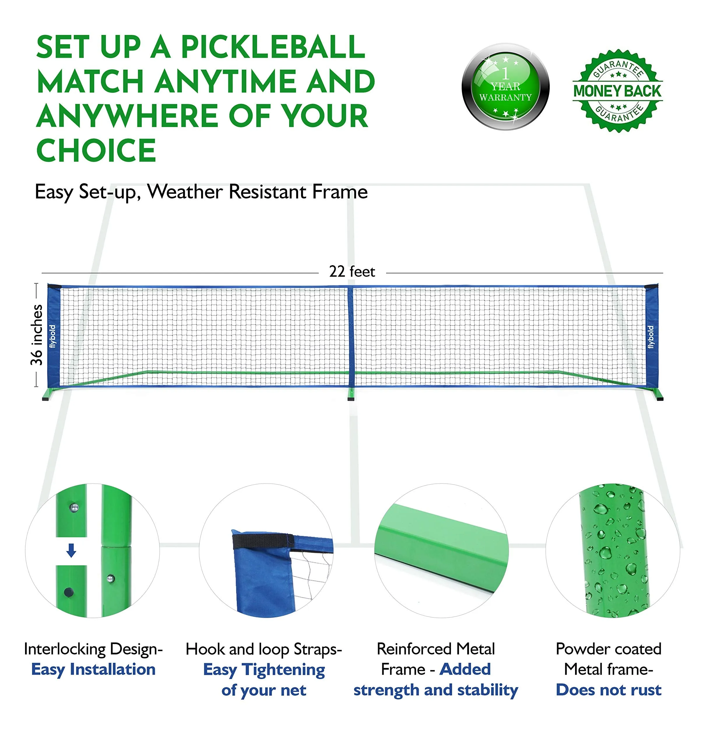 Pickleball Nets Portable Outdoor Portable Pickleball Net Regulation Size Equipment