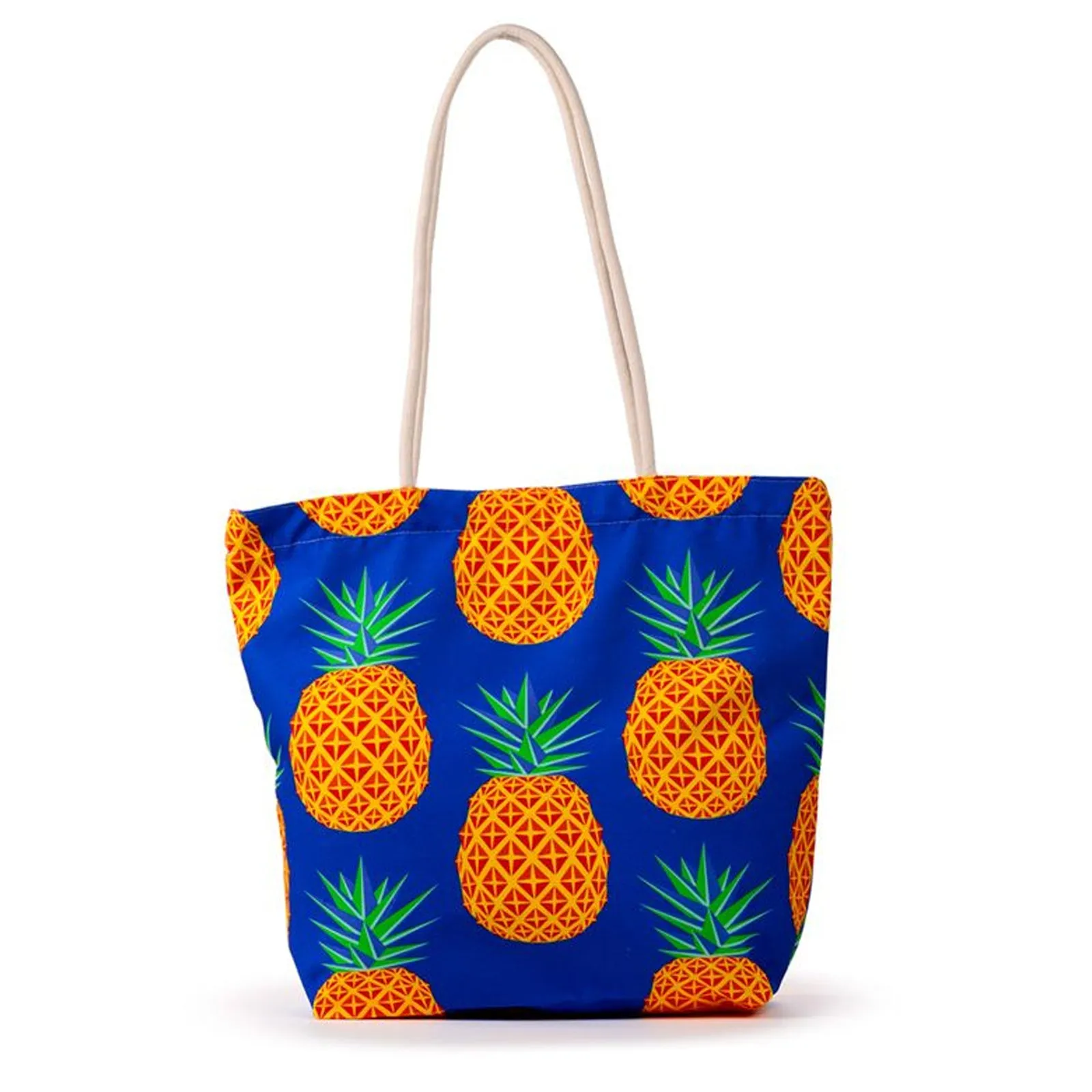 Pineapple Print Canvas Beach Bag