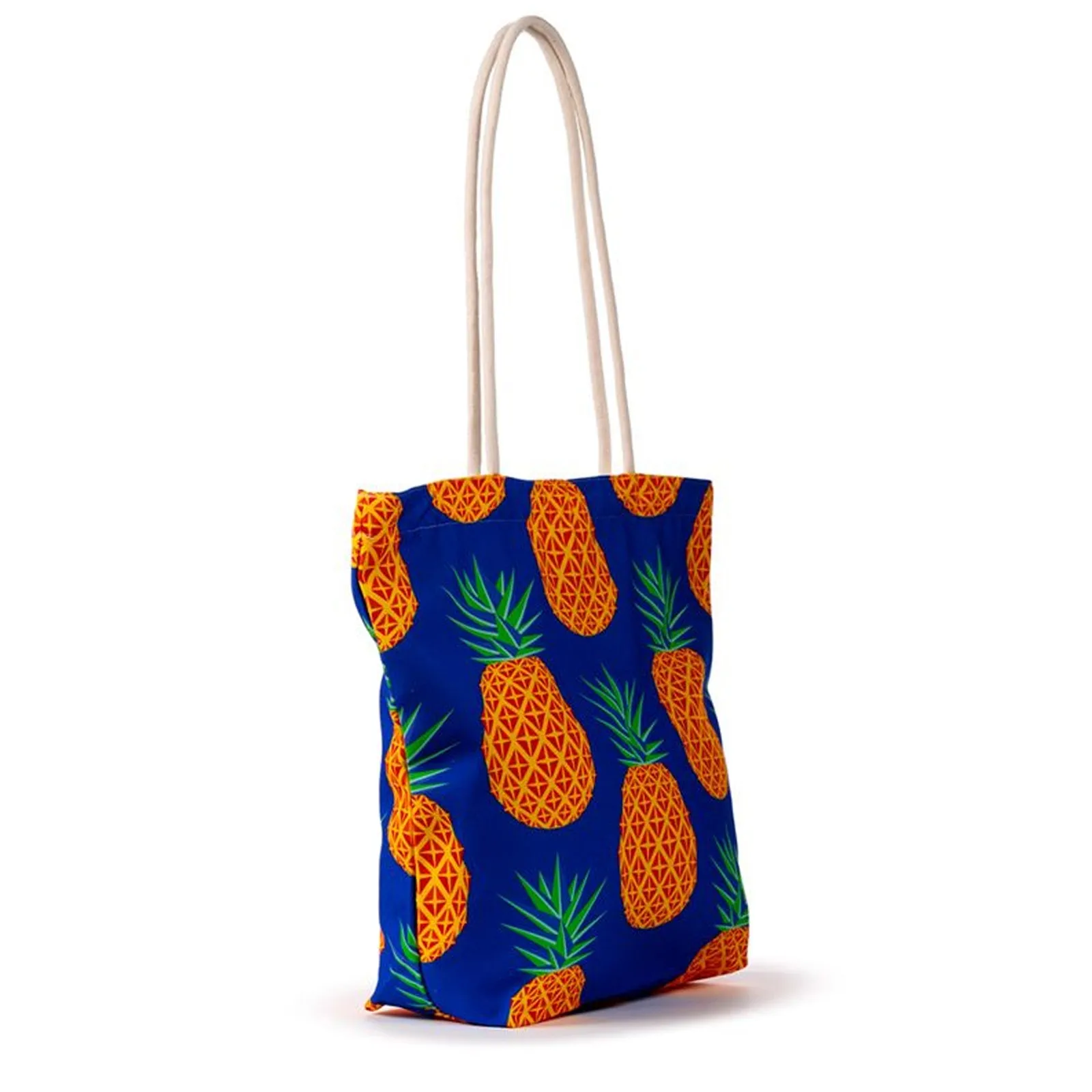 Pineapple Print Canvas Beach Bag