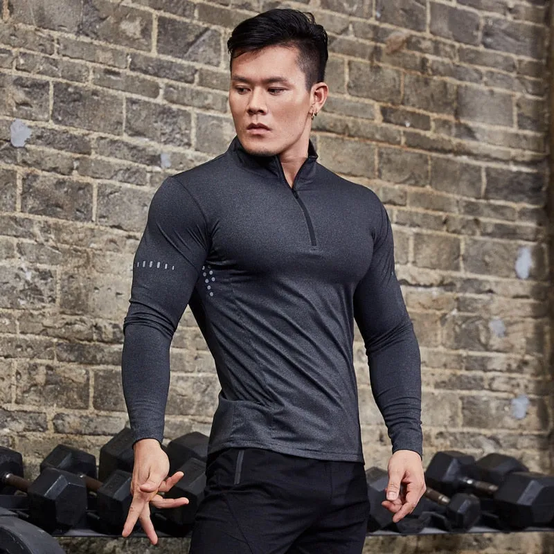 Plus Size Men Compression Sport T-Shirt Top Long Sleeve Gym Running Clothing Fitness Tight Sportswear Hiking Rashgard Sweatshirt