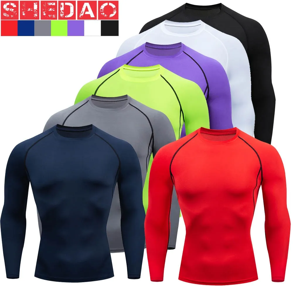 Plus Size Men Compression Sport T-Shirt Top Long Sleeve Gym Running Clothing Fitness Tight Sportswear Hiking Rashgard Sweatshirt