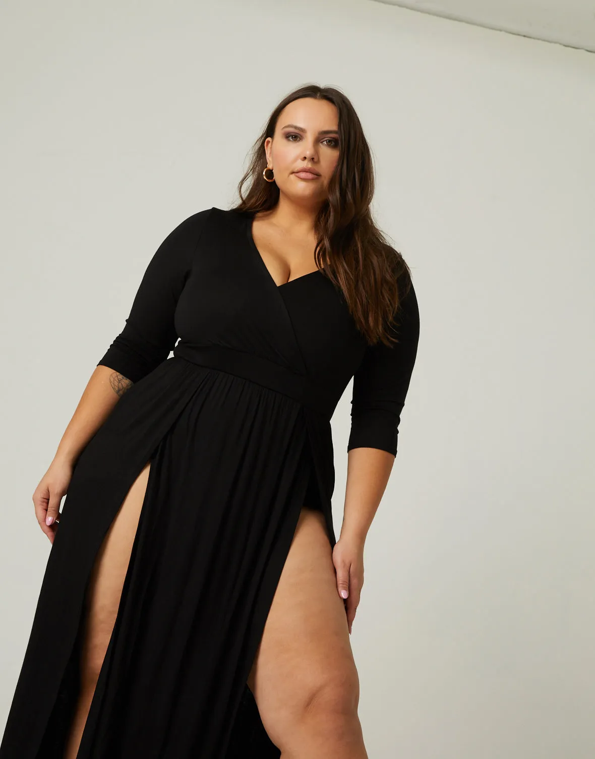 Plus Size Sultry Double Slit Dress