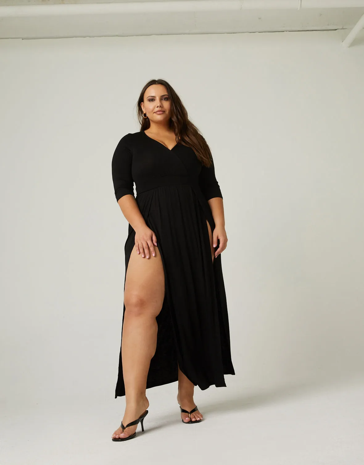 Plus Size Sultry Double Slit Dress