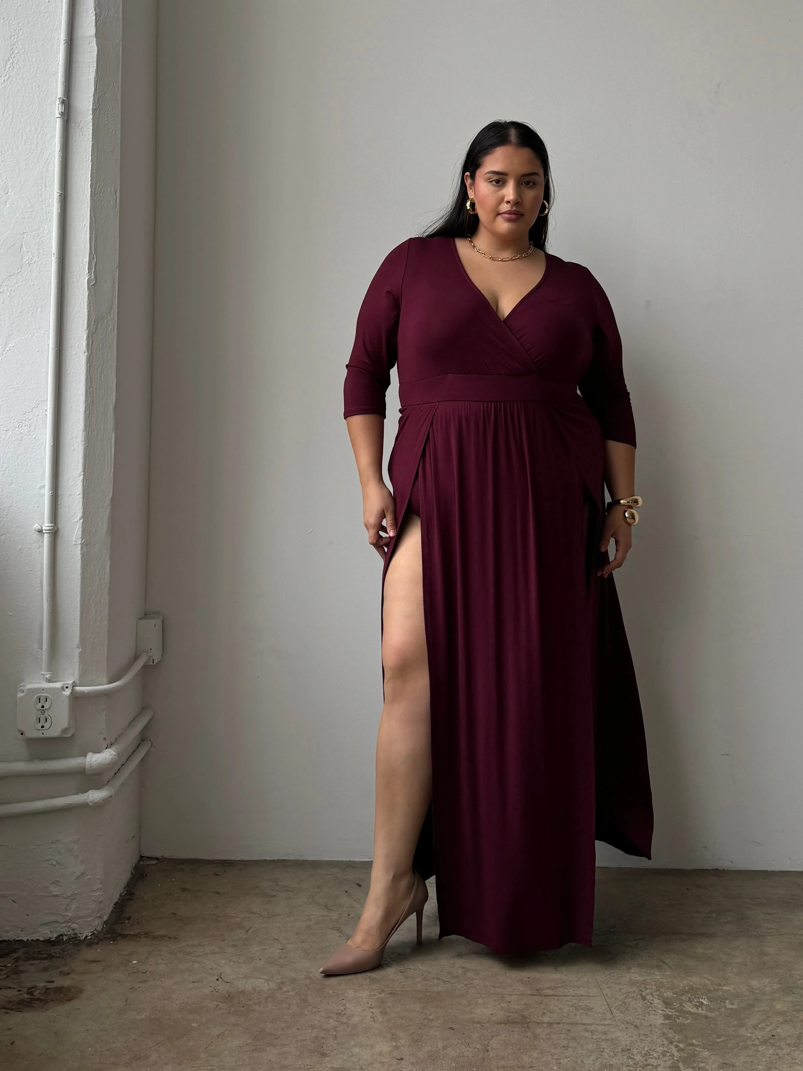 Plus Size Sultry Double Slit Dress