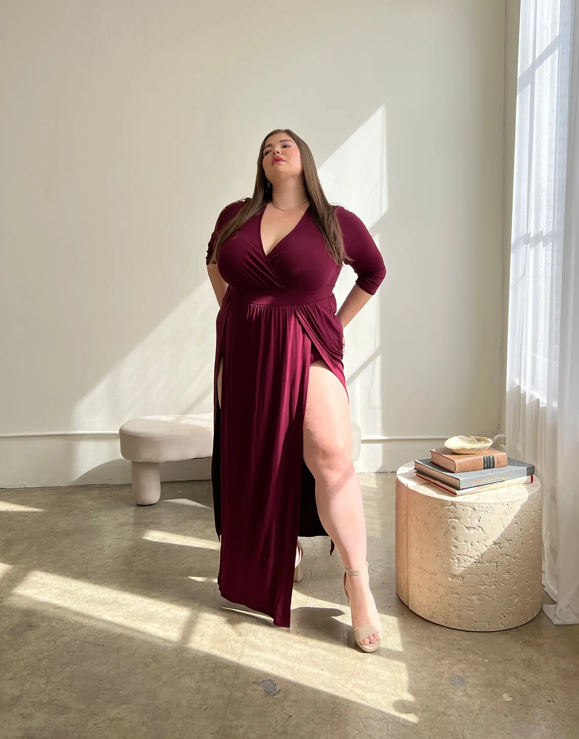 Plus Size Sultry Double Slit Dress