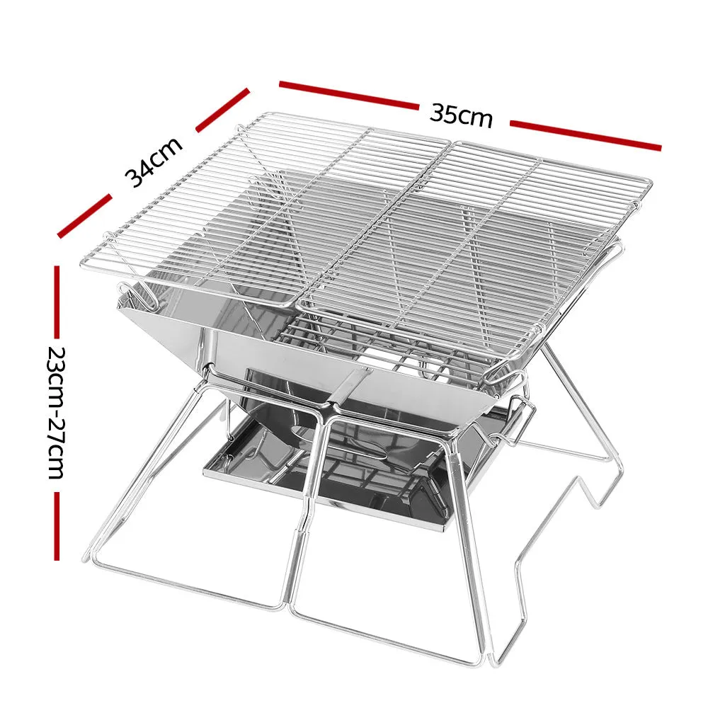 Portable 2-in-1 Fire Pit BBQ, Stainless Steel, Grillz