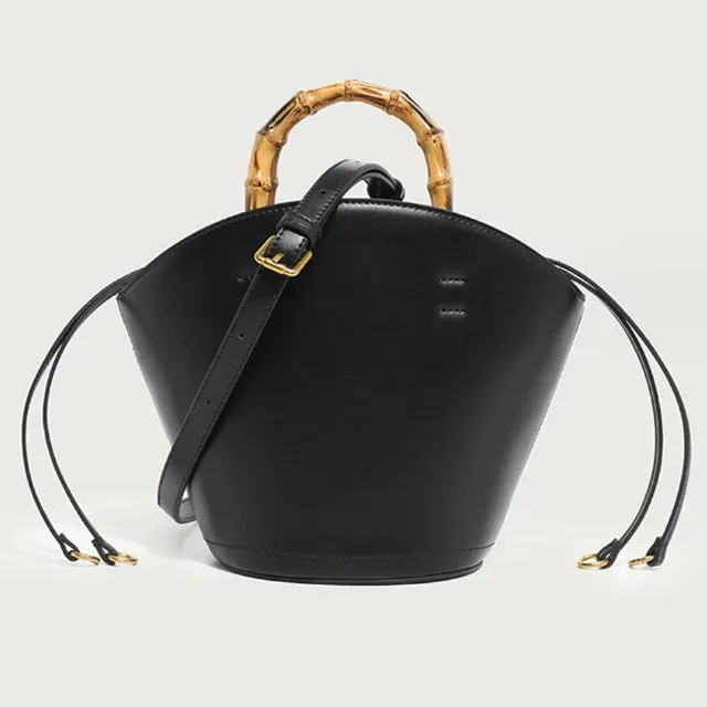 Pre Order: Bucket Bamboo Handle Crossbody Bag