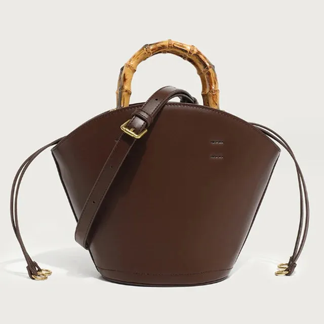 Pre Order: Bucket Bamboo Handle Crossbody Bag