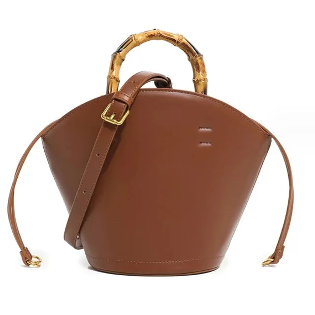 Pre Order: Bucket Bamboo Handle Crossbody Bag