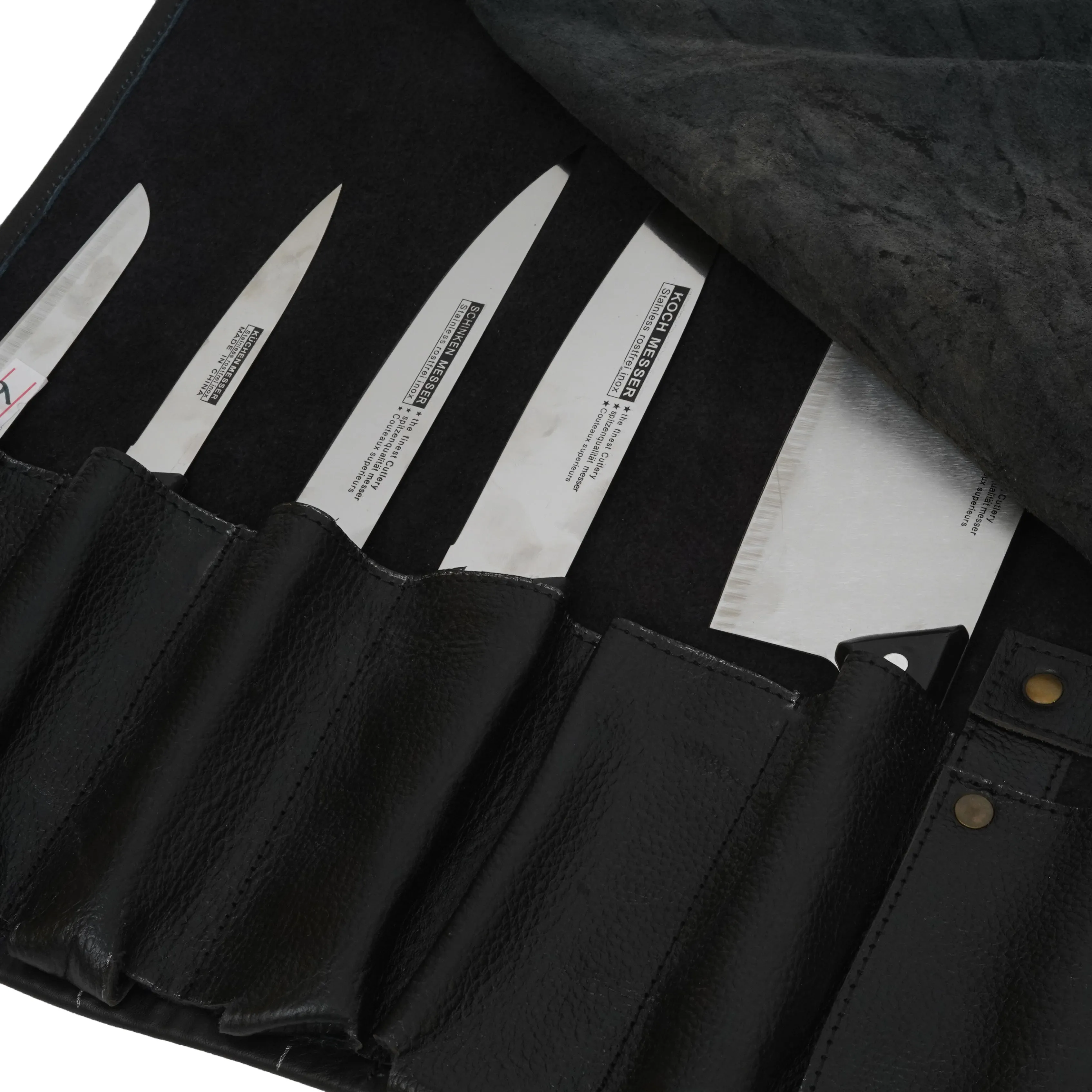 Professional Grade Black Leather Knife Roll