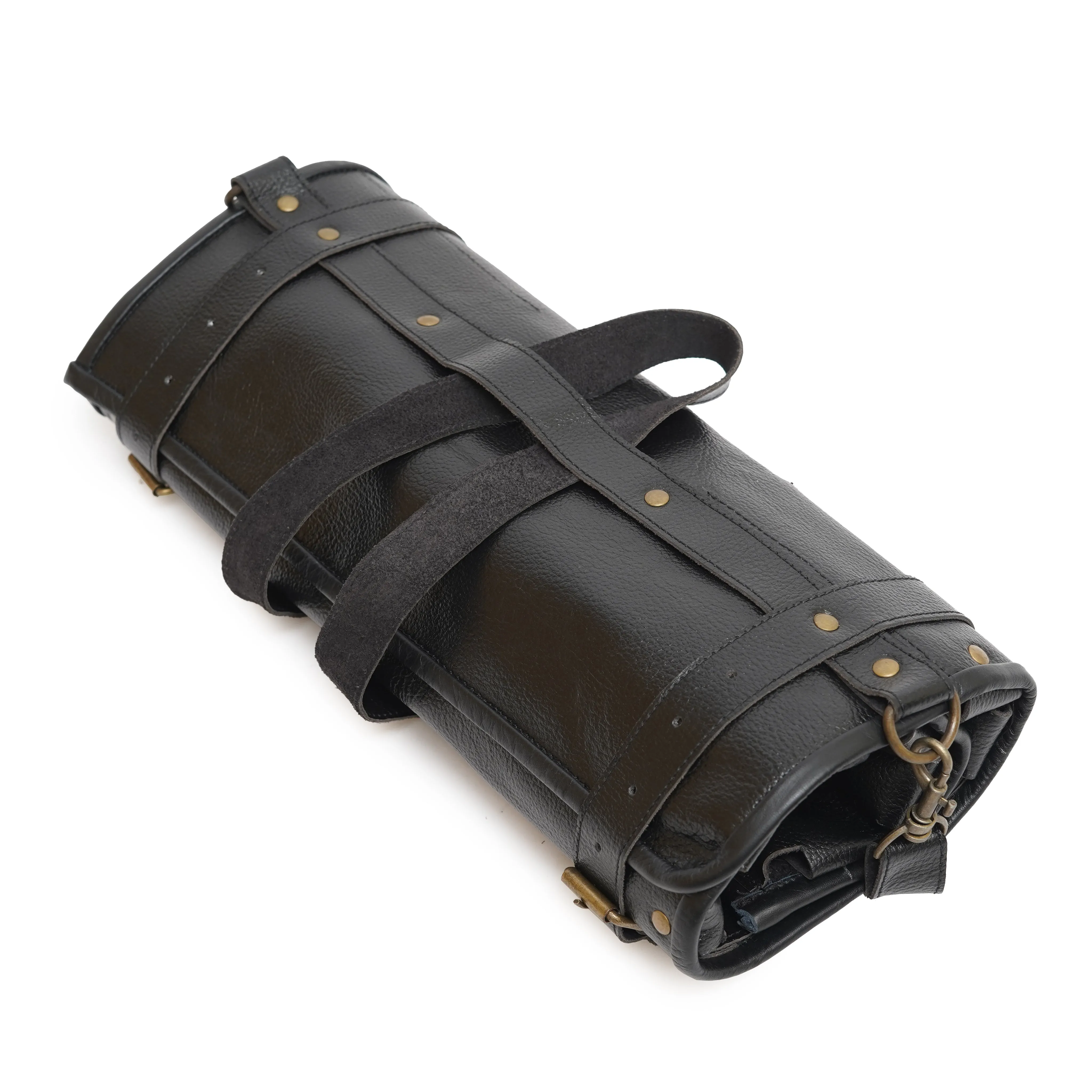 Professional Grade Black Leather Knife Roll