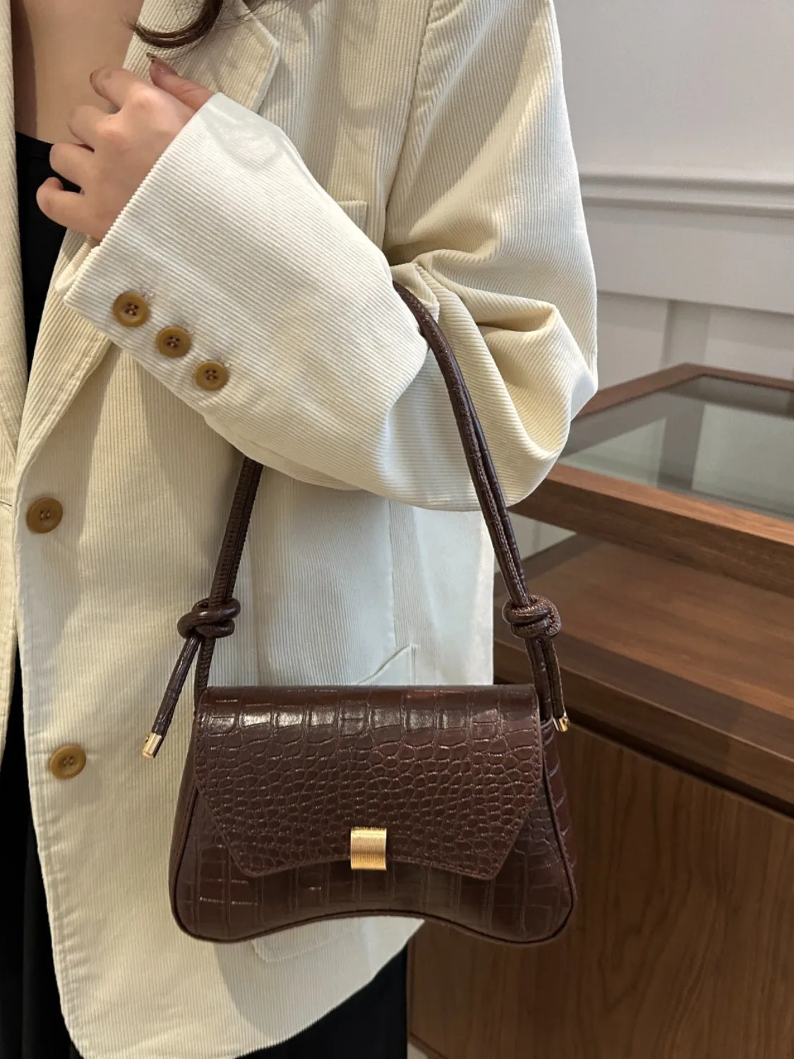 PU Leather Texture Crossbody Bag