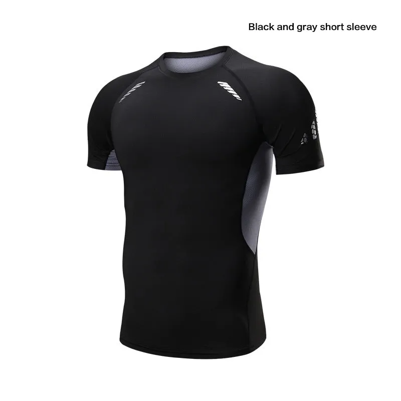 Quick Dry Men Running Compression T Shirt Fitness Tops Breathable Gym Sport Clothing Male Golf Sweatshirt Outdoor Workout