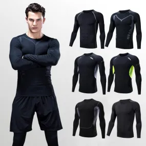 Quick Dry Men Running Compression T Shirt Fitness Tops Breathable Gym Sport Clothing Male Golf Sweatshirt Outdoor Workout