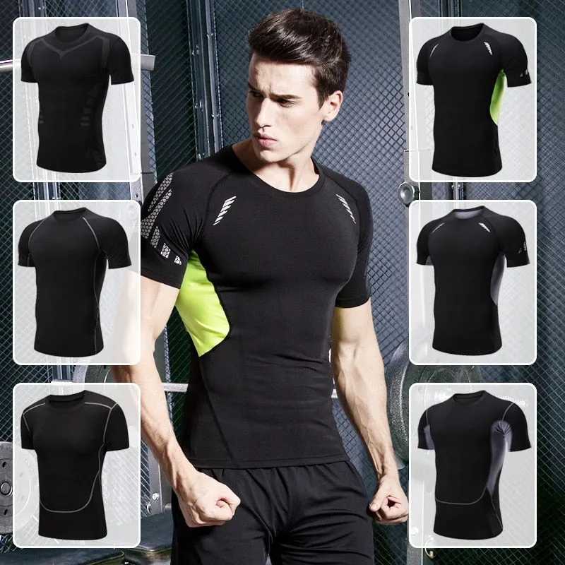 Quick Dry Men Running Compression T Shirt Fitness Tops Breathable Gym Sport Clothing Male Golf Sweatshirt Outdoor Workout