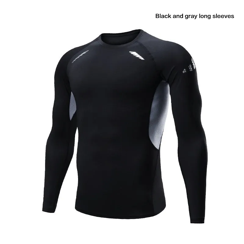 Quick Dry Men Running Compression T Shirt Fitness Tops Breathable Gym Sport Clothing Male Golf Sweatshirt Outdoor Workout