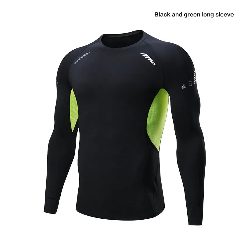 Quick Dry Men Running Compression T Shirt Fitness Tops Breathable Gym Sport Clothing Male Golf Sweatshirt Outdoor Workout