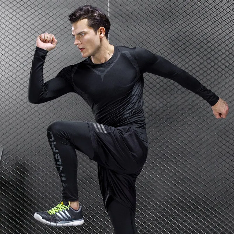 Quick Dry Men Running Compression T Shirt Fitness Tops Breathable Gym Sport Clothing Male Golf Sweatshirt Outdoor Workout