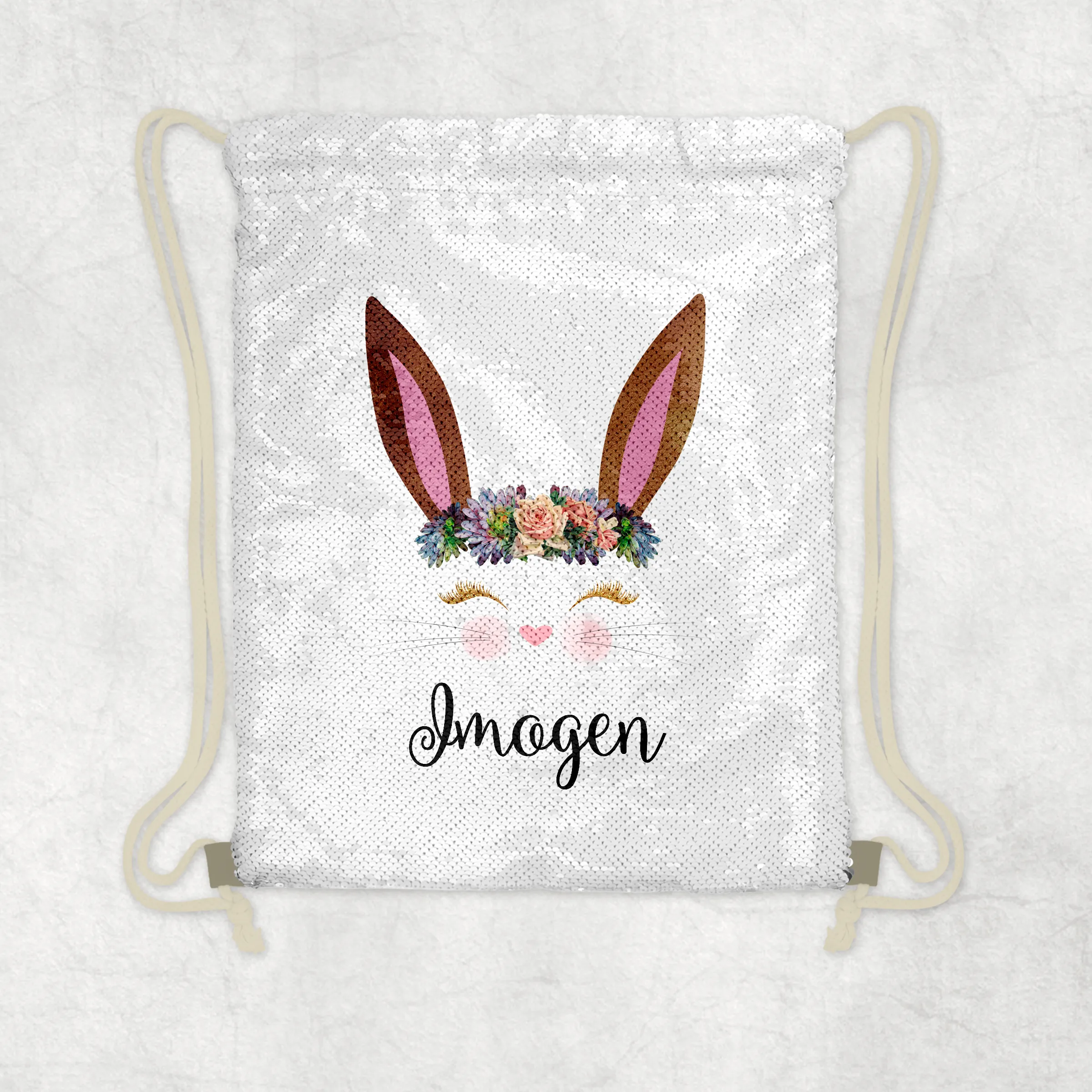 Rabbit Personalised Mermaid Sequin PE School Bag