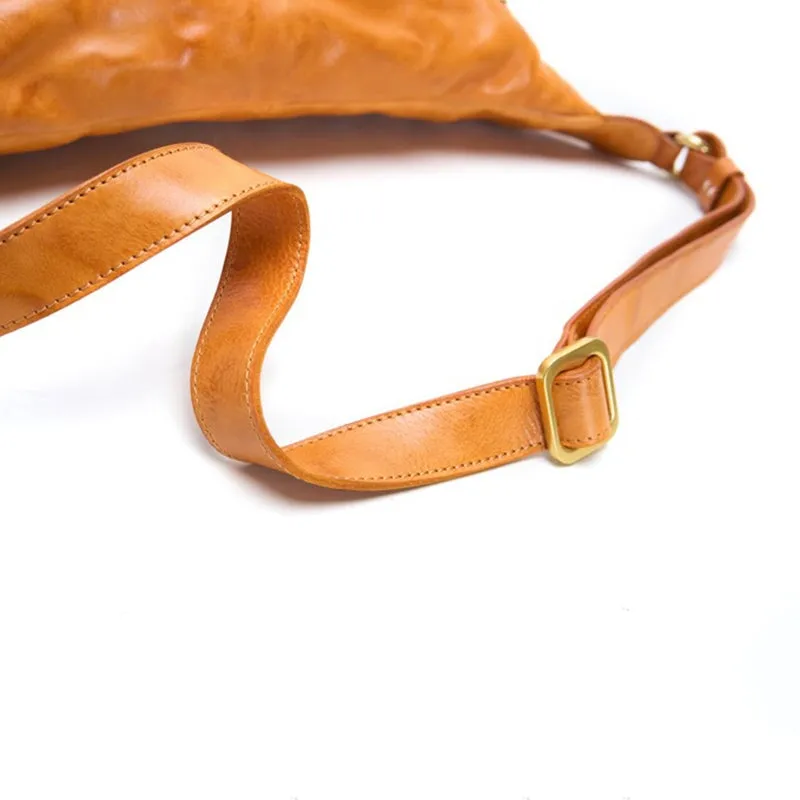 Retro Vegetable Tanned Cowhide Leather Crossbody Bag