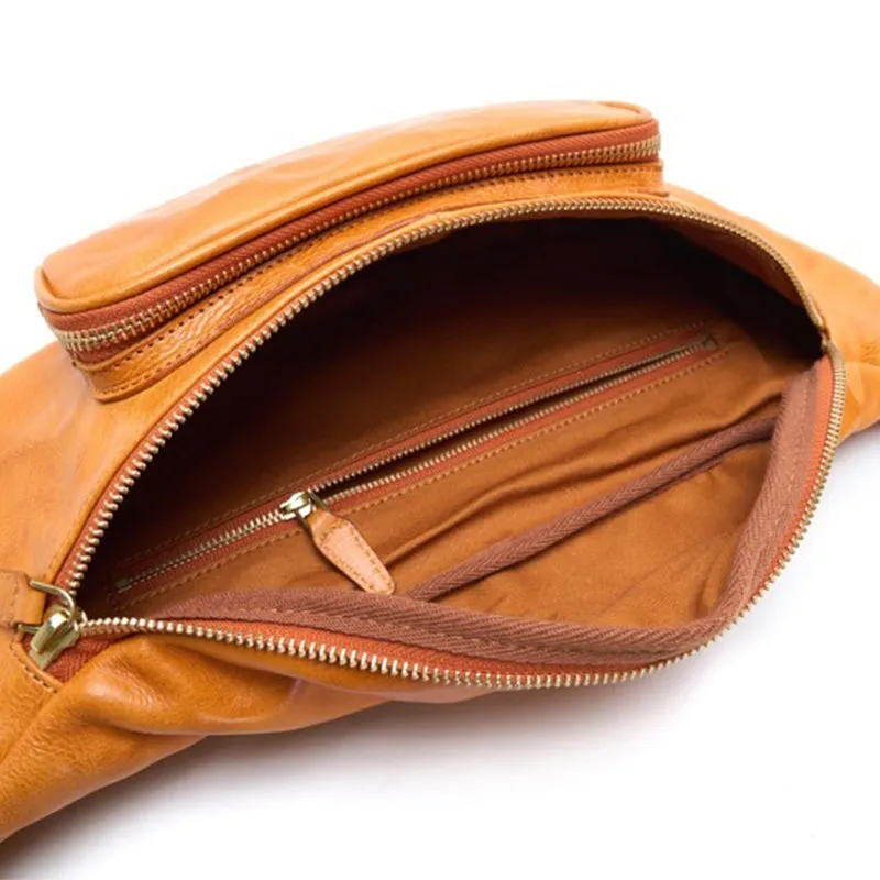 Retro Vegetable Tanned Cowhide Leather Crossbody Bag