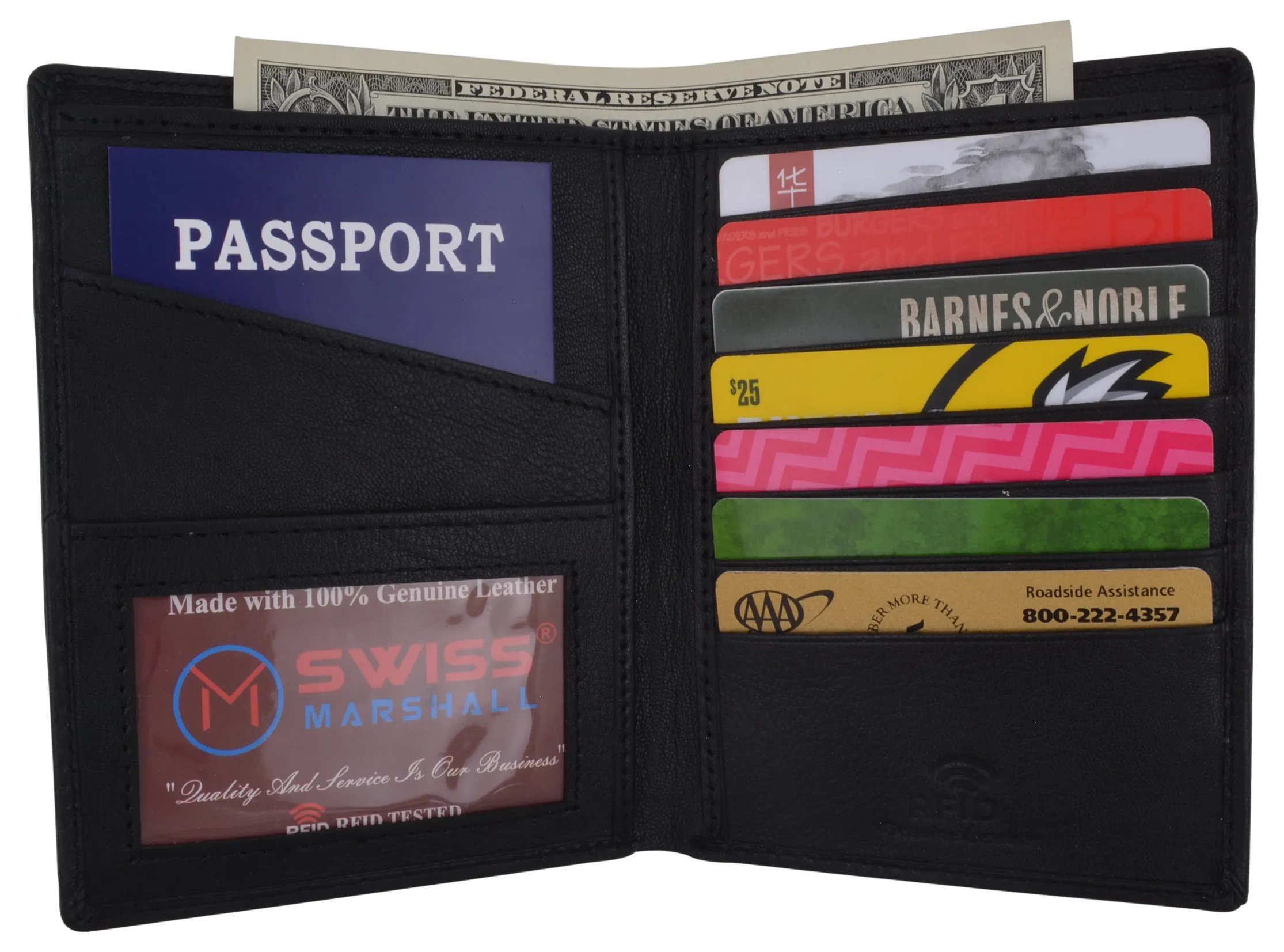 RFID851 RFID Blocking Leather Passport Holder Cover Case Travel Wallet