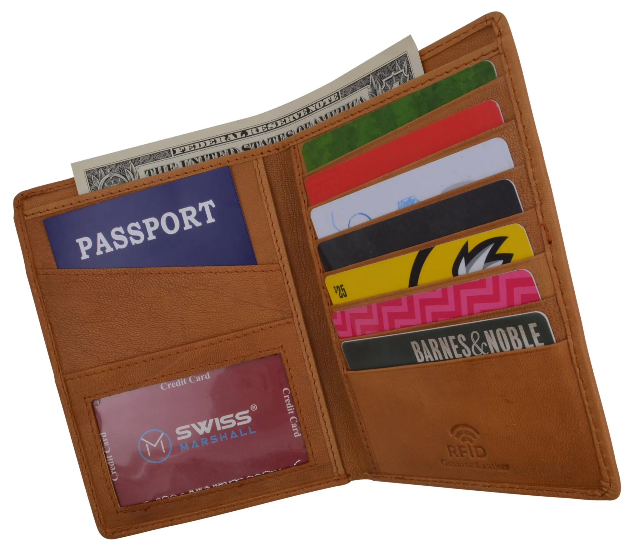 RFID851 RFID Blocking Leather Passport Holder Cover Case Travel Wallet