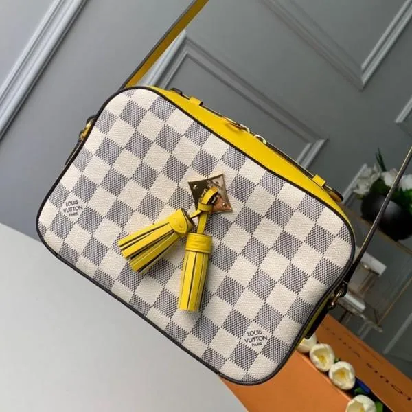 Saintonge Top Handle Bag N40154 Damier Azur Canvas/yellow 2019 Collection