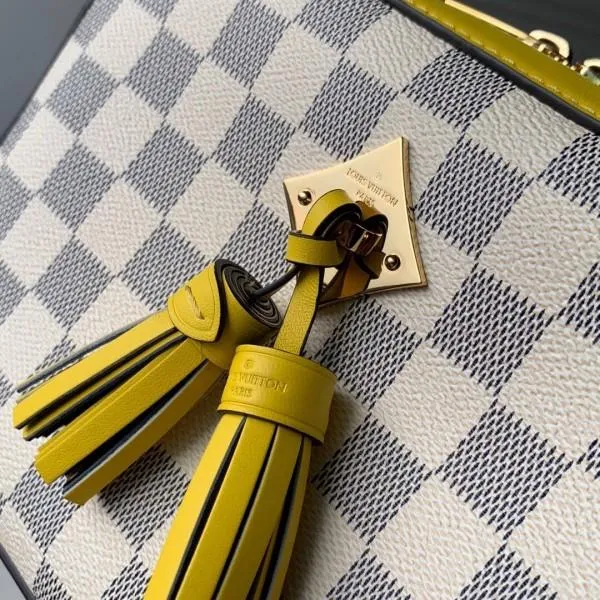 Saintonge Top Handle Bag N40154 Damier Azur Canvas/yellow 2019 Collection