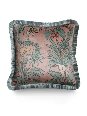 Sample Sale: Botanize Heritage 'Plaster Pink' Fringed Velvet Cushion