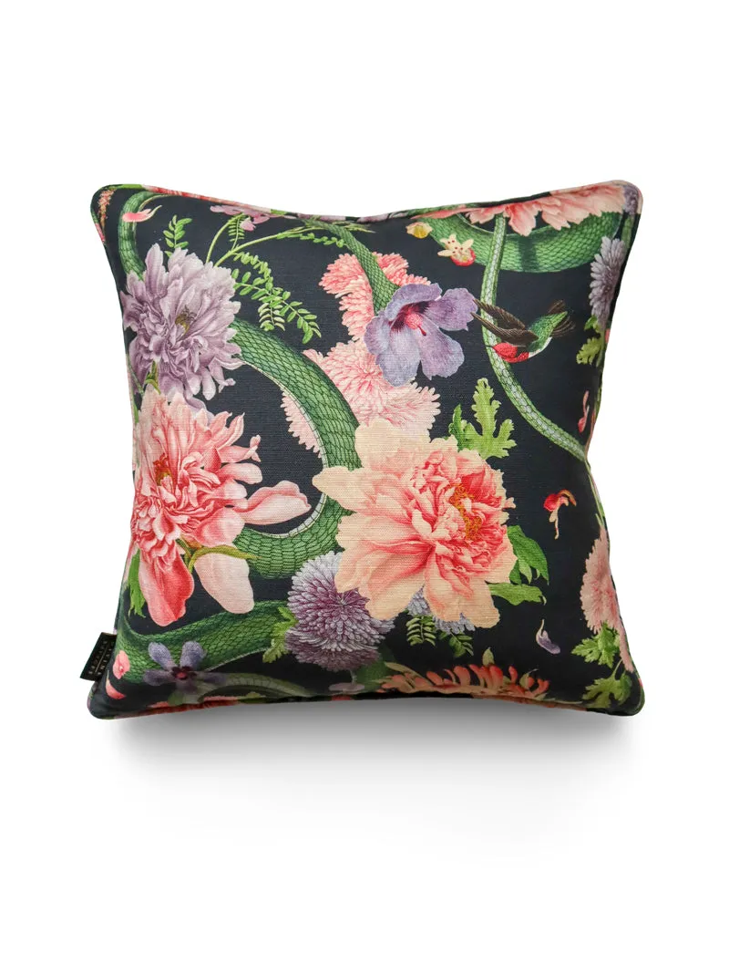 Sample Sale: Forbidden Bloom 'Black' Linen Cushion