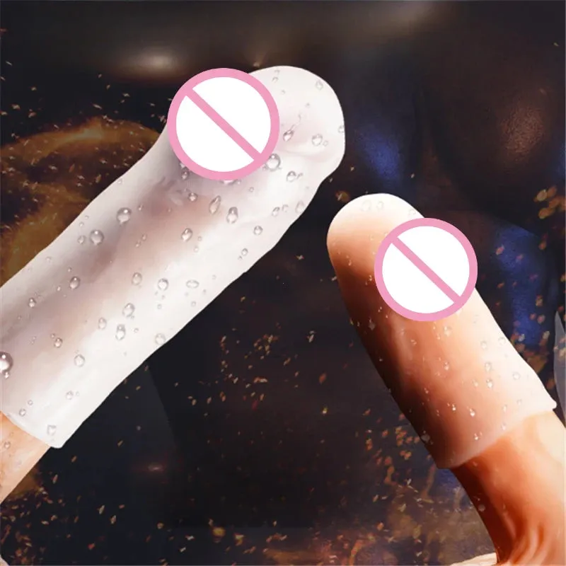 Silicone Cock Sleeve Condom Sex Toy for Men - Stretchy Penis Massage Pocket Pussys