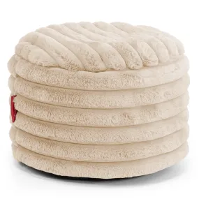 Small Round Footstool - Ultra Plush Cord Peach