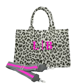 Split Letter Monogram Midi East West Bag: Leopard