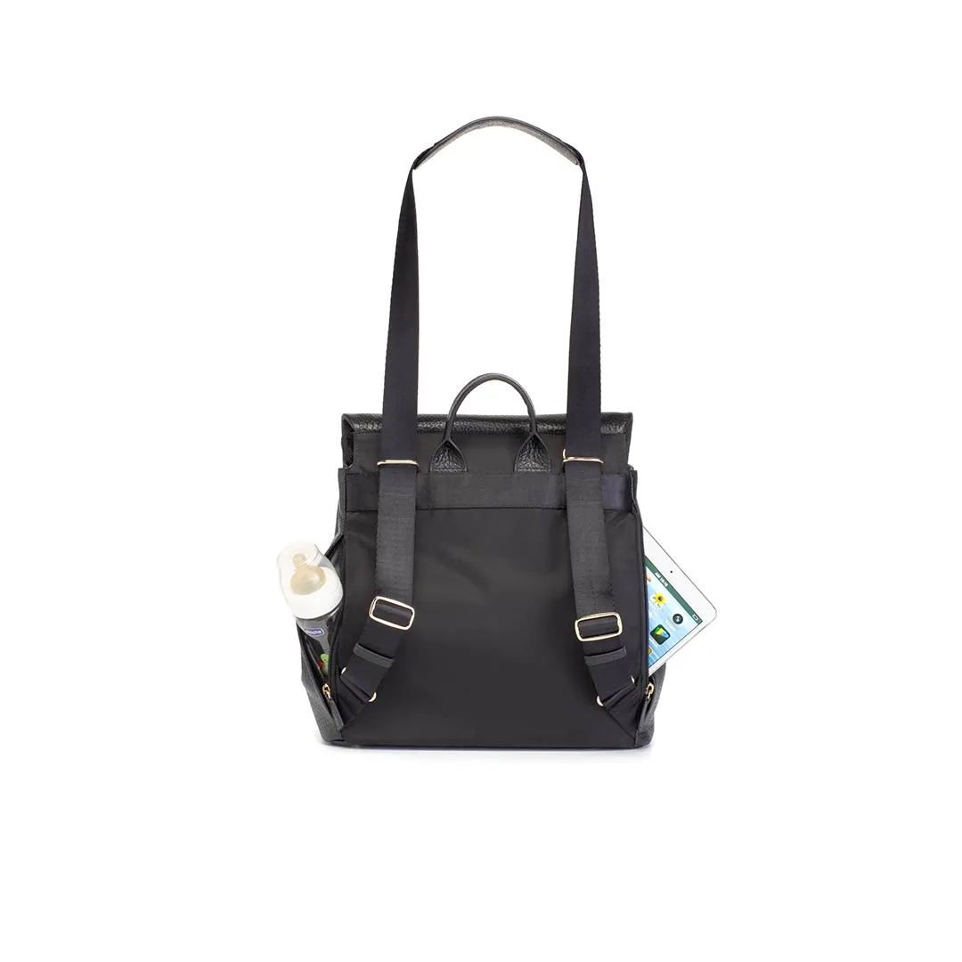 Storksak St James Leather Backpack Changing Bag - Black