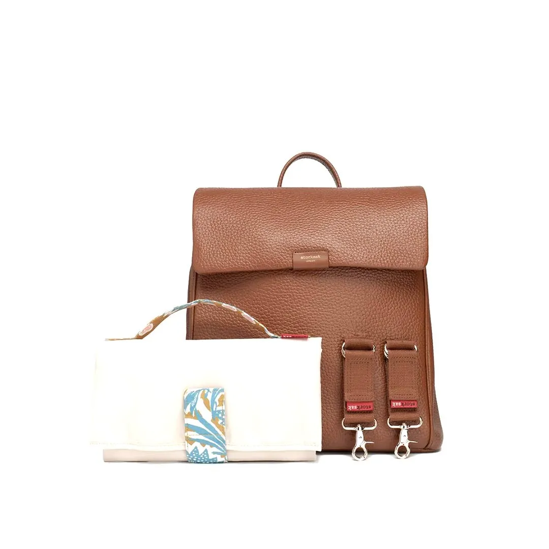 Storksak St James Leather Backpack Changing Bag - Tan