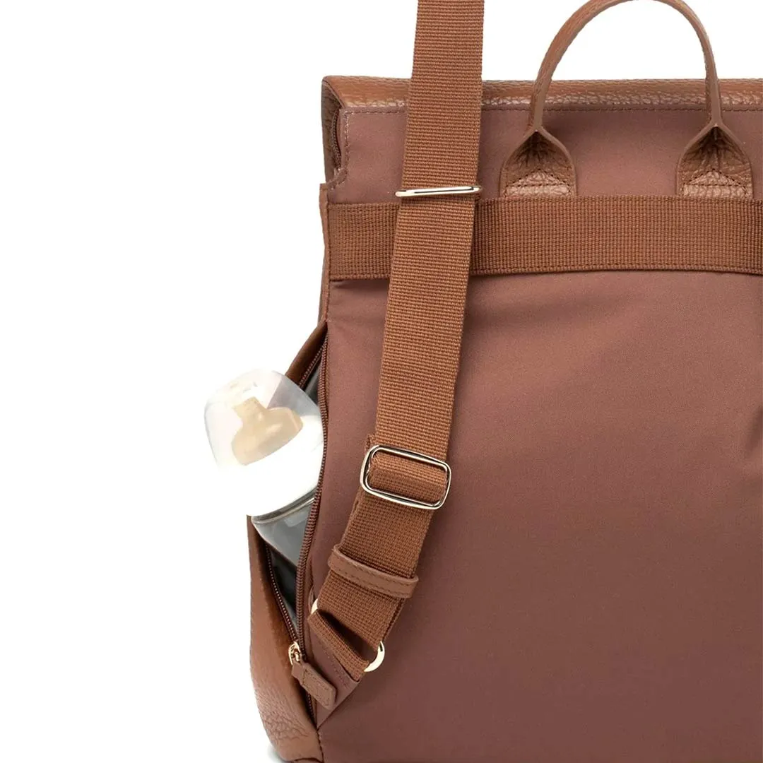 Storksak St James Leather Backpack Changing Bag - Tan