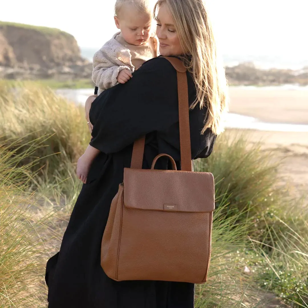 Storksak St James Leather Backpack Changing Bag - Tan