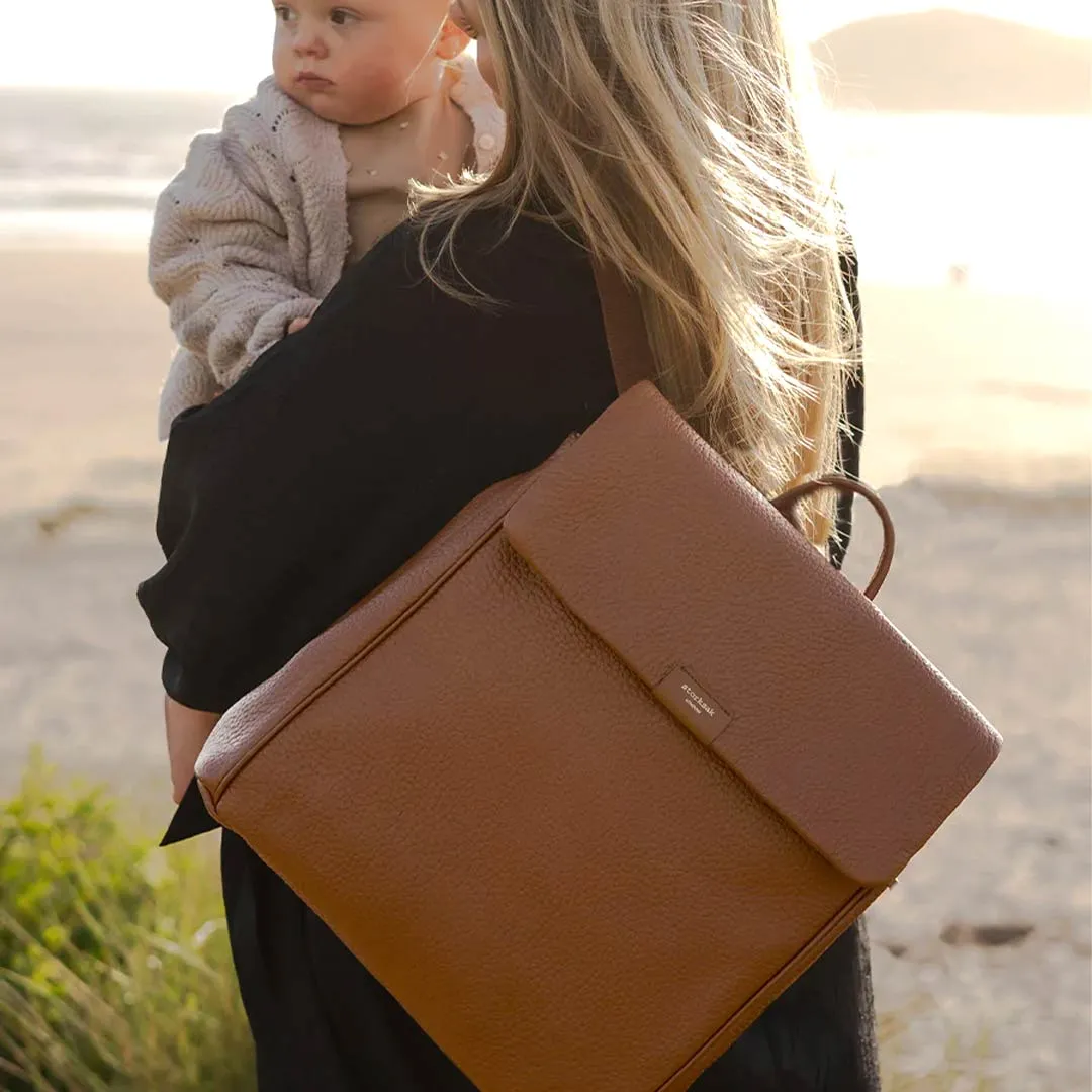 Storksak St James Leather Backpack Changing Bag - Tan