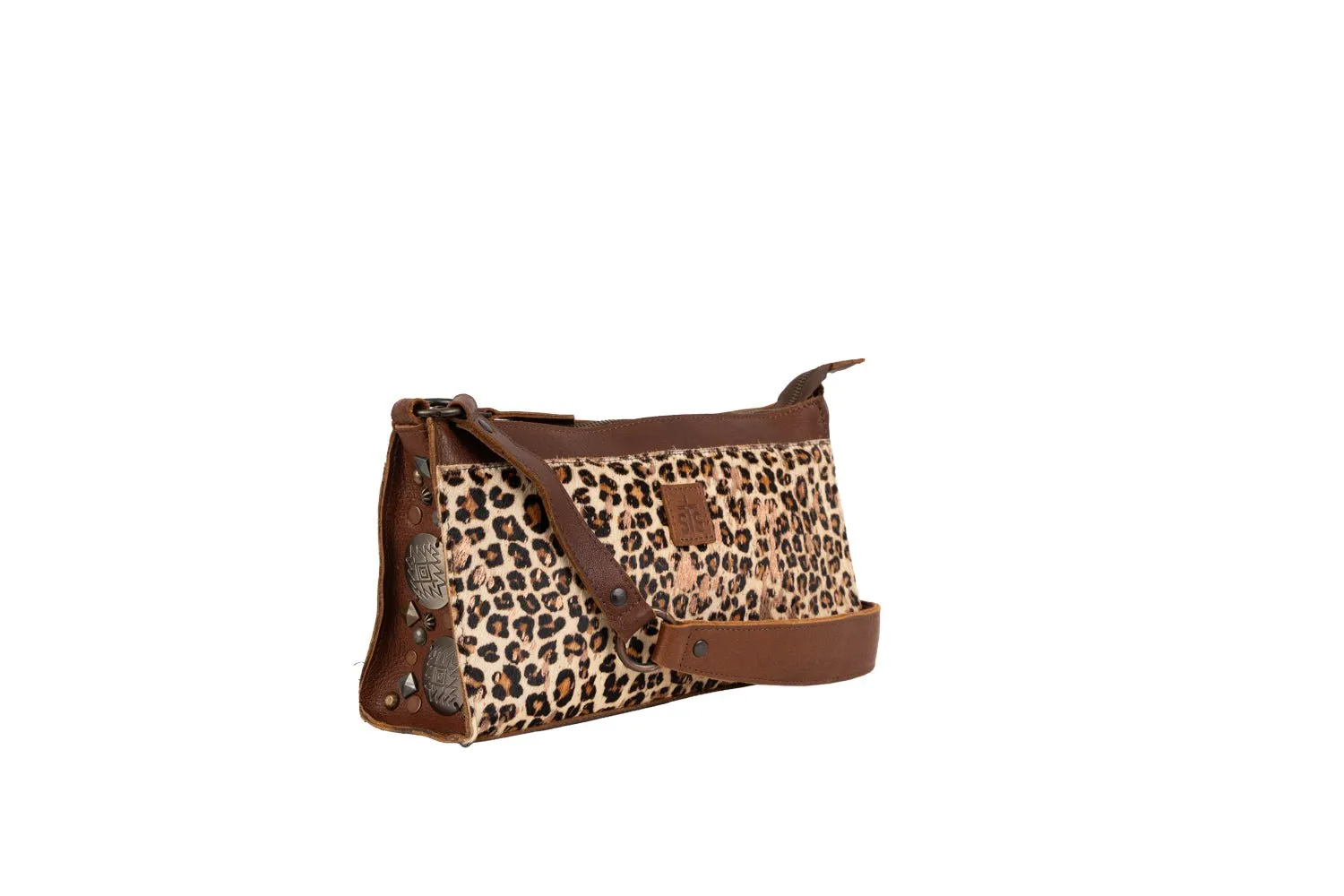 STS Ranchwear Womens Great Plains Bailey Leopard Print/Brown Leather Handbag Bag