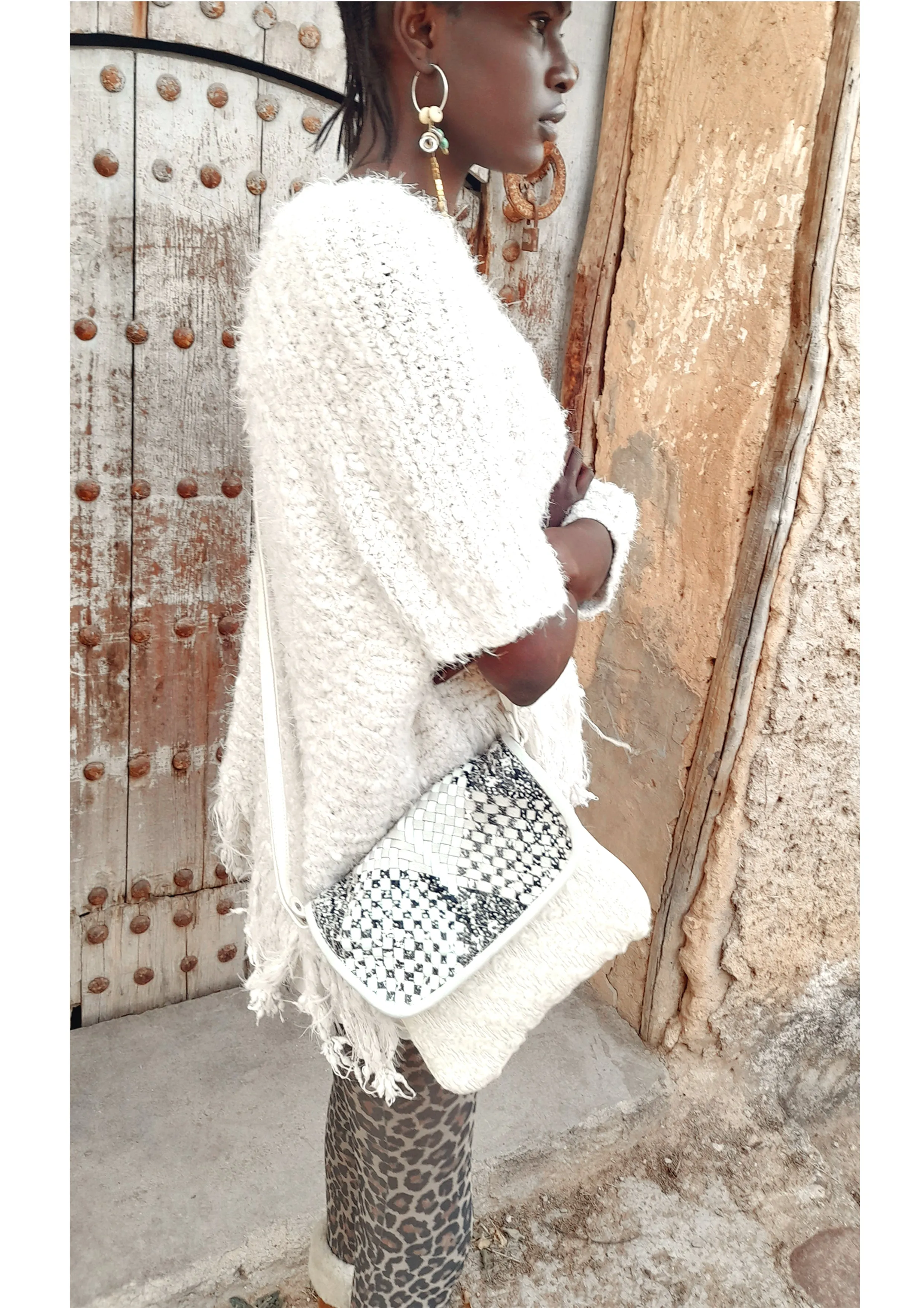 Suzy Black & White Mix Crossbody Bag