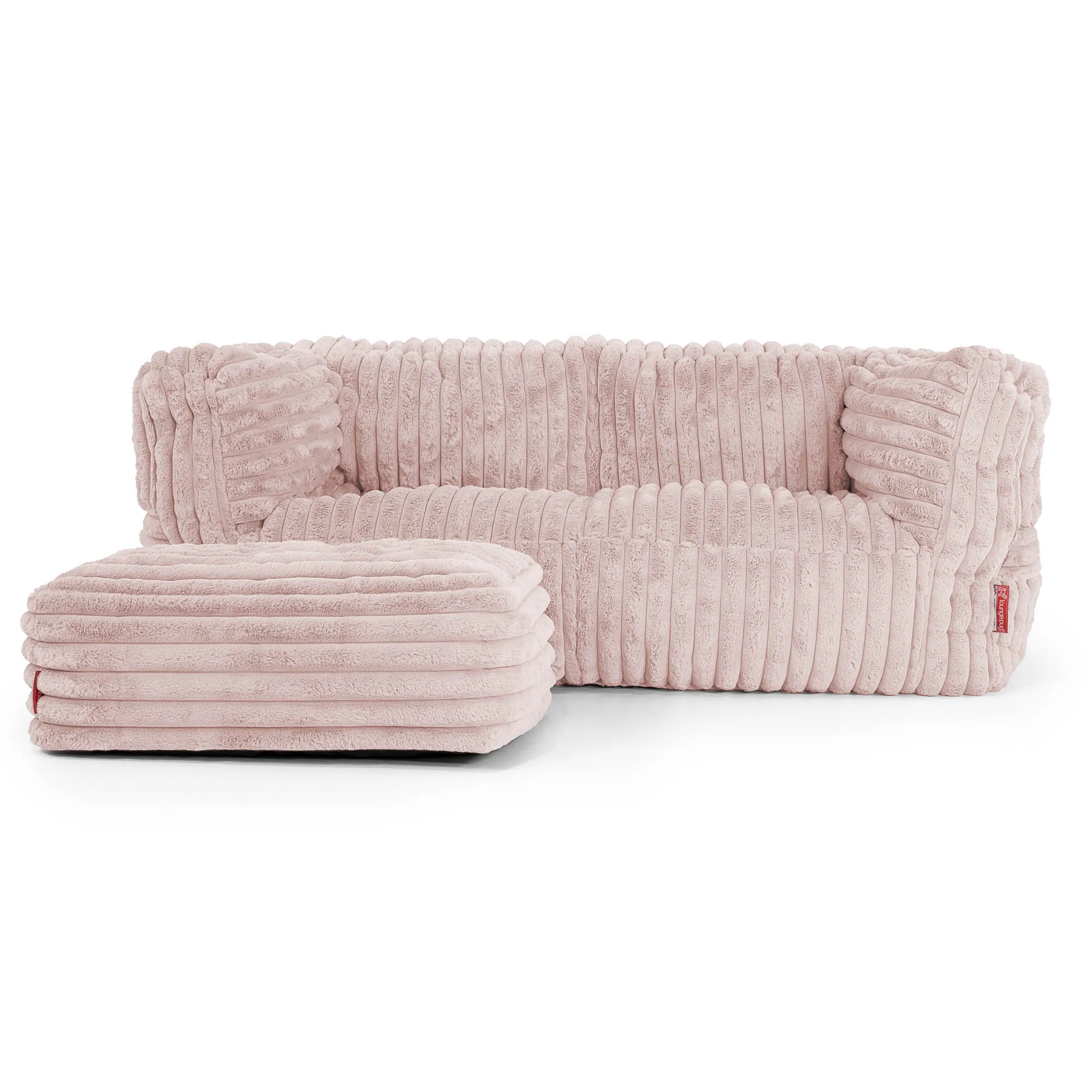 The 2 Seater Albert Sofa Bean Bag - Ultra Plush Cord Dusty Pink