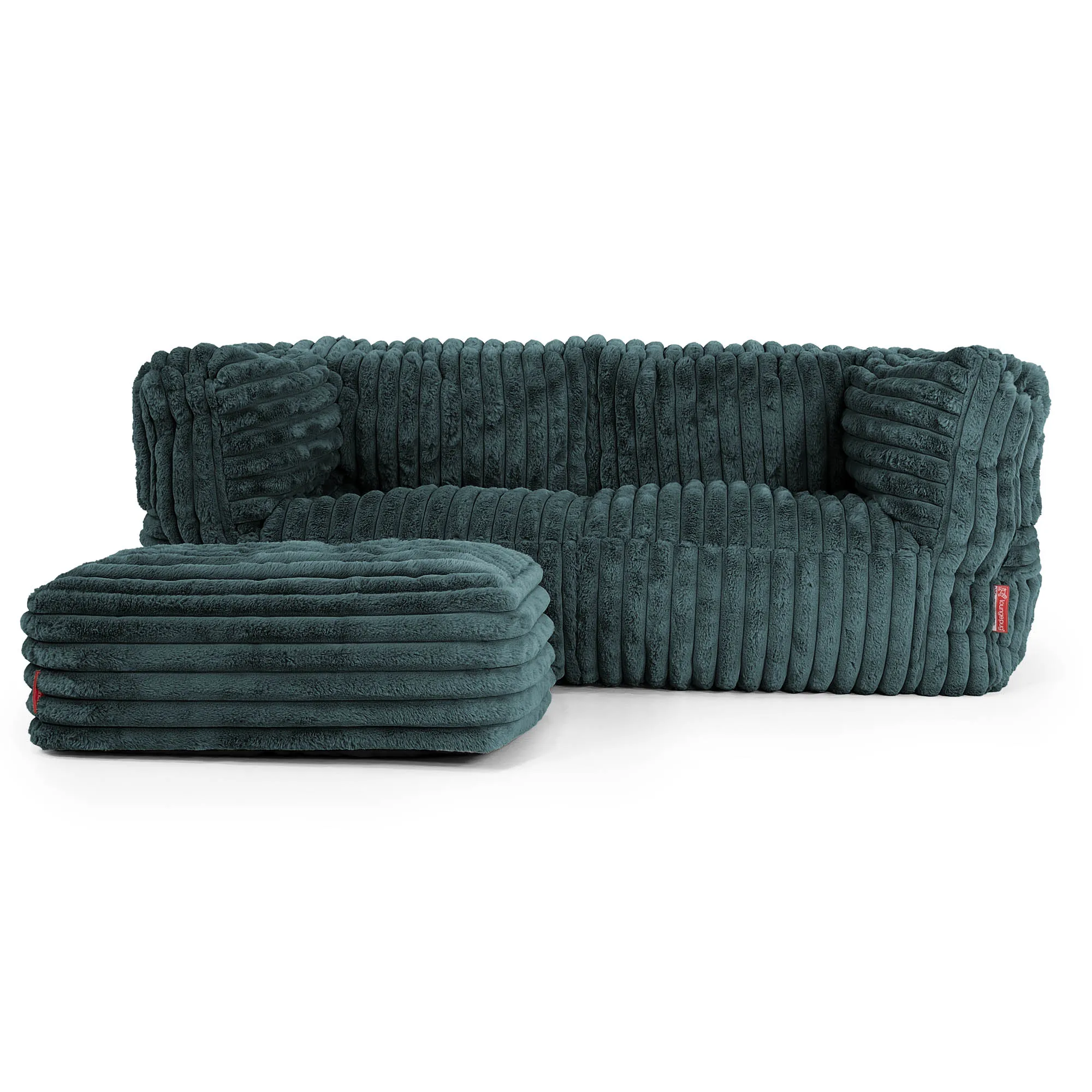 The 2 Seater Albert Sofa Bean Bag - Ultra Plush Cord Teal