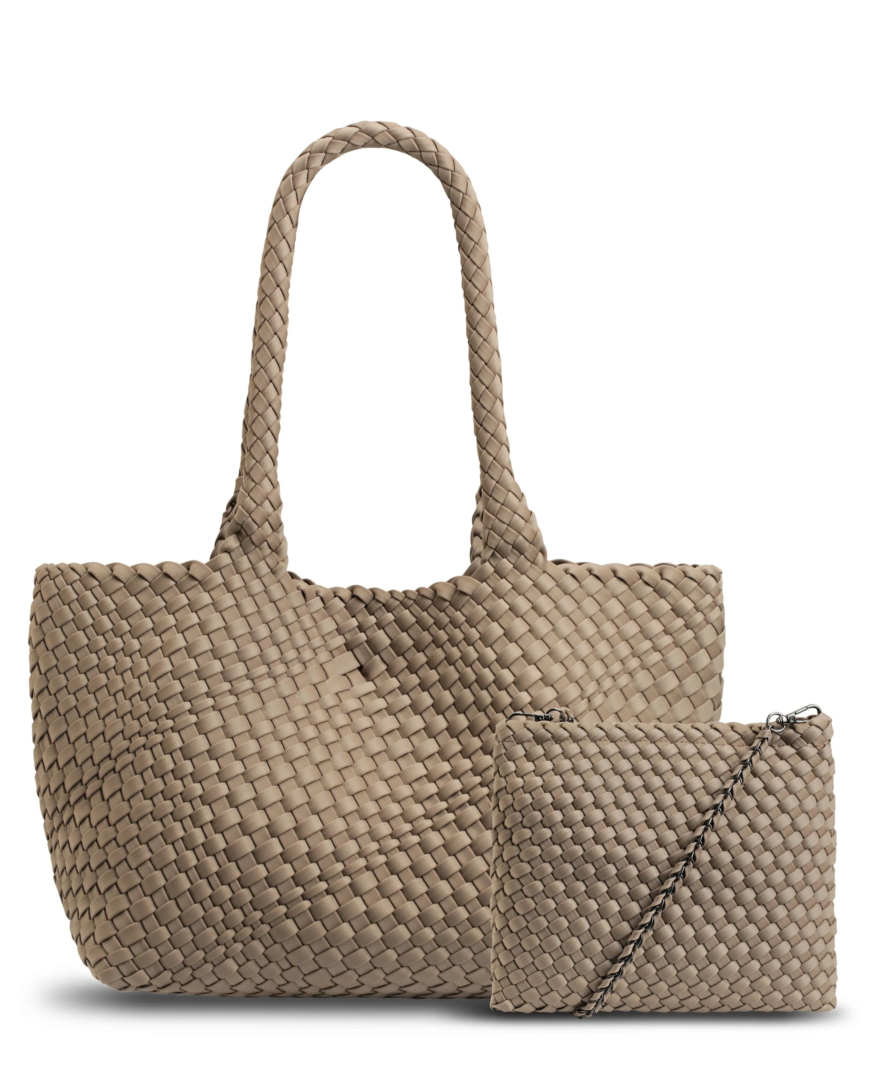 The Aubrey Bag (TAUPE) Woven Neoprene Tote Bag