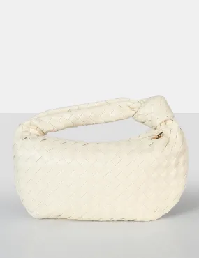 The Blame Ecru Woven PU Knot Detail Mini Grab Bag