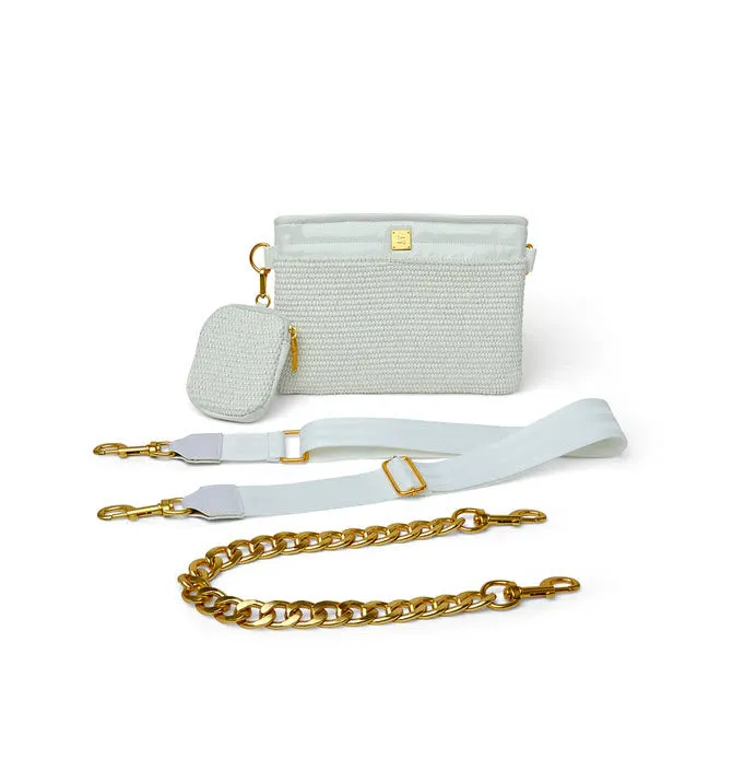 The Downtown Crossbody in White Raffia