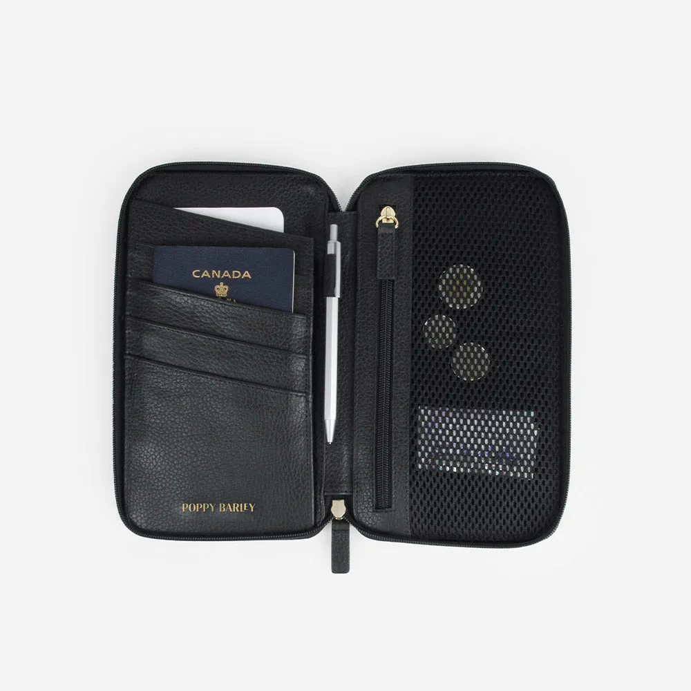 The Four Person Family Passport Holder Black Micro Pebble