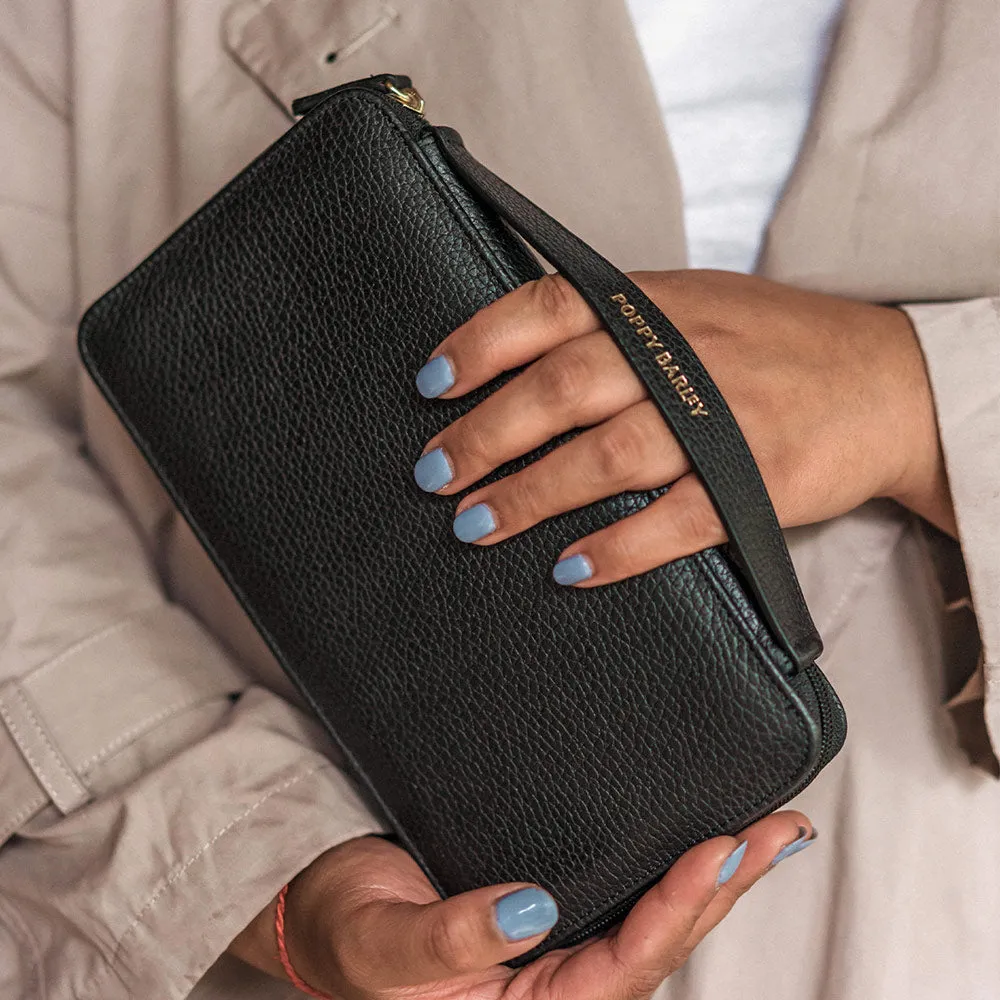 The Four Person Family Passport Holder Black Micro Pebble