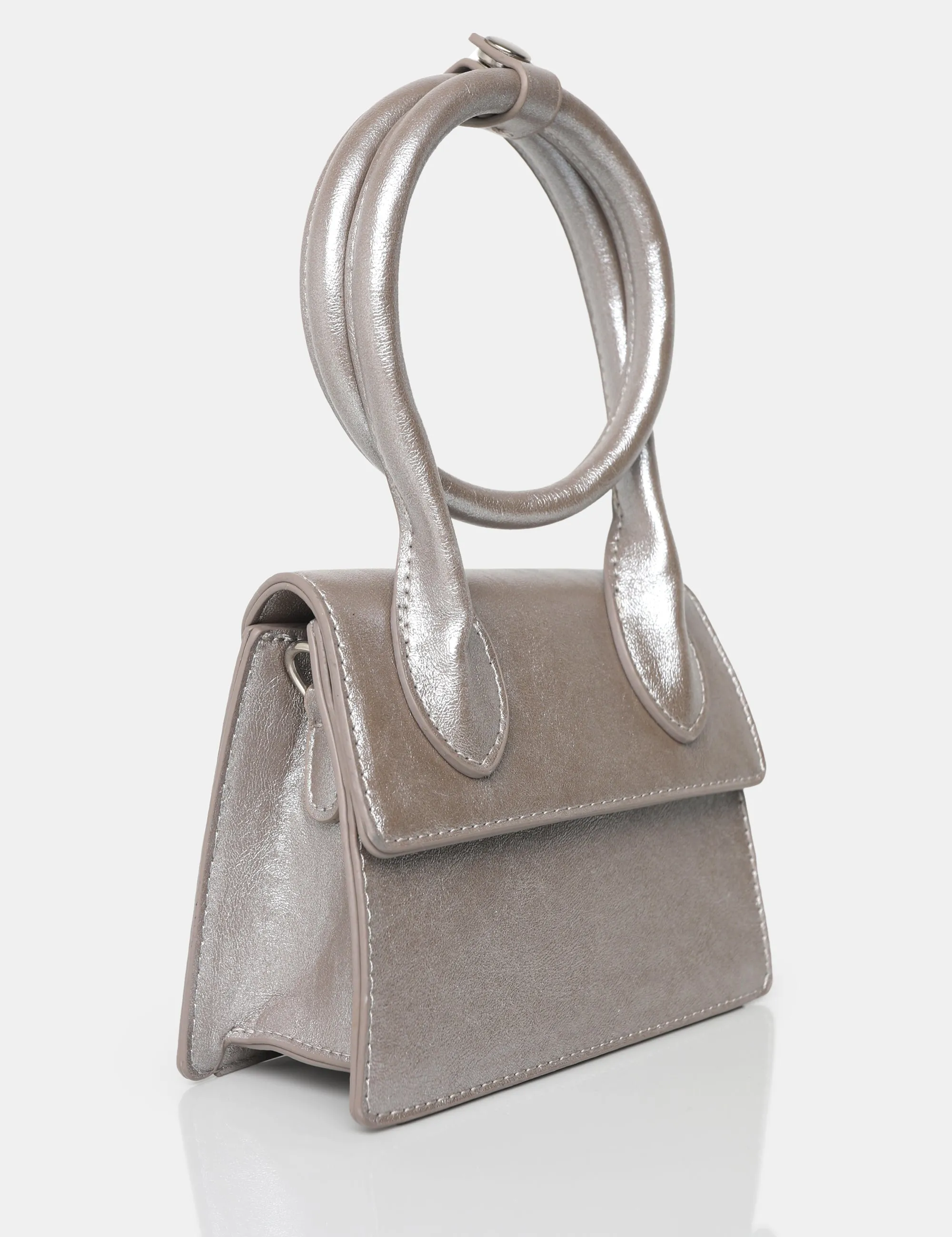 The Milan Metallic Silver Pu Crossbody Mini Bag