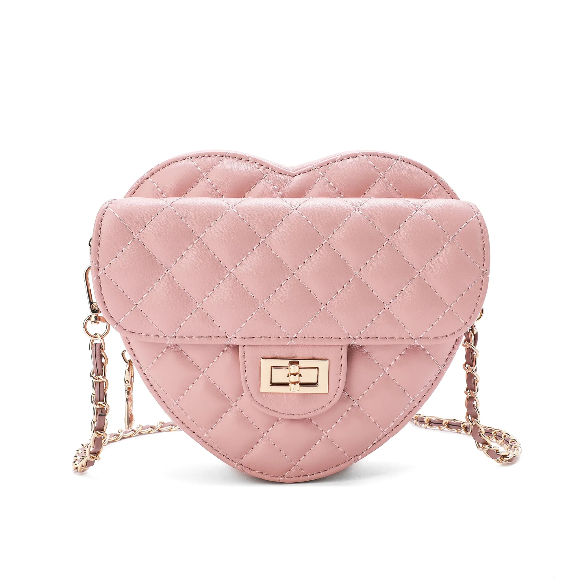 Tiffany & Fred Quilted Sheepskin Heart-Shaped Crossbody Shoulder Bag